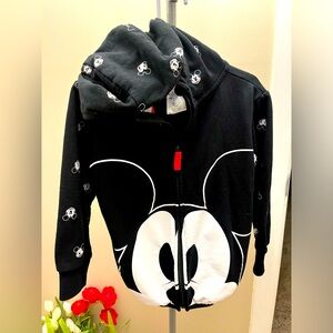 Disney Mickey Mouse Zip-up hooded black Sweatshirt Size 4